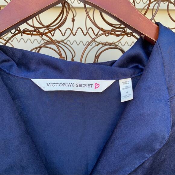 Victoria’s Secret navy slinky button down sleep shirt MEDIUM - Picture 2 of 5